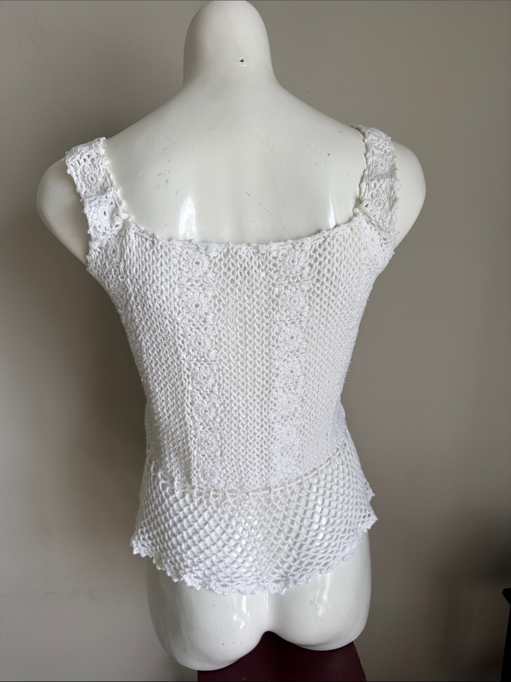 Philippine Handmade White Crochet Tank Top Boho Festival Beach Cotton Women’s S - Picture 10 of 10